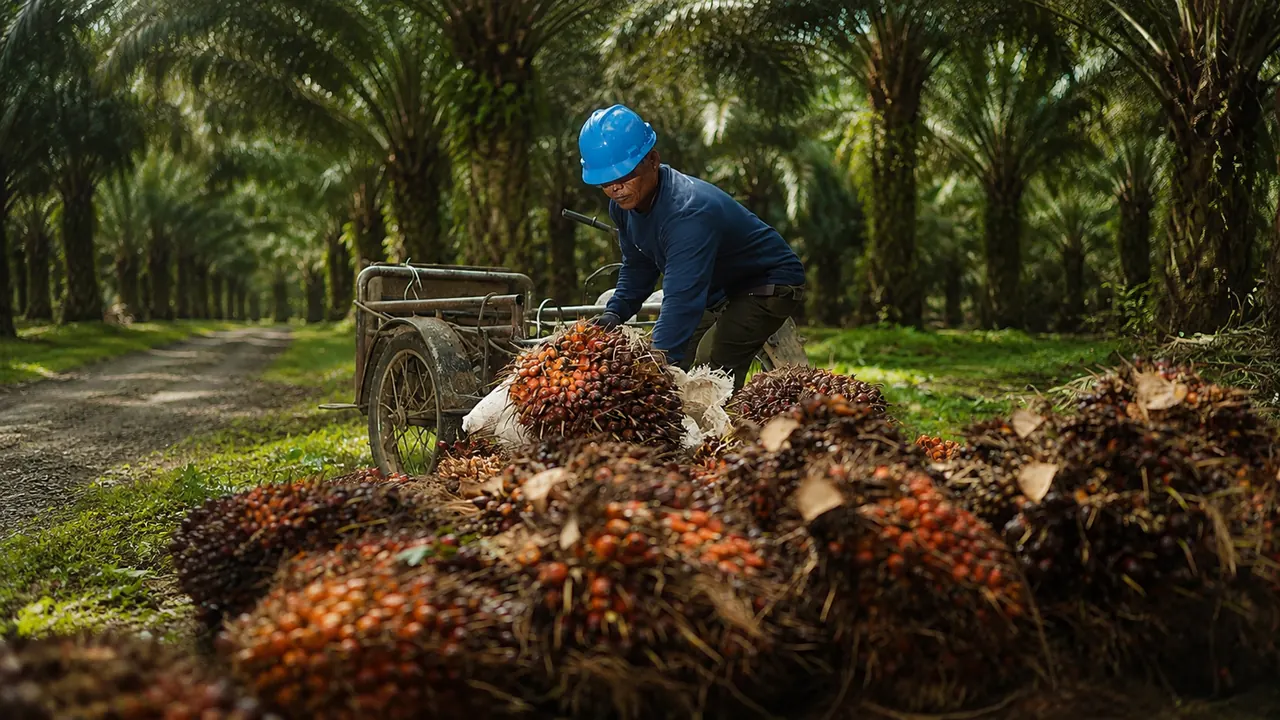 Panen Tandan Buah Segar di kebun sawit anggota Kopro APKS KK