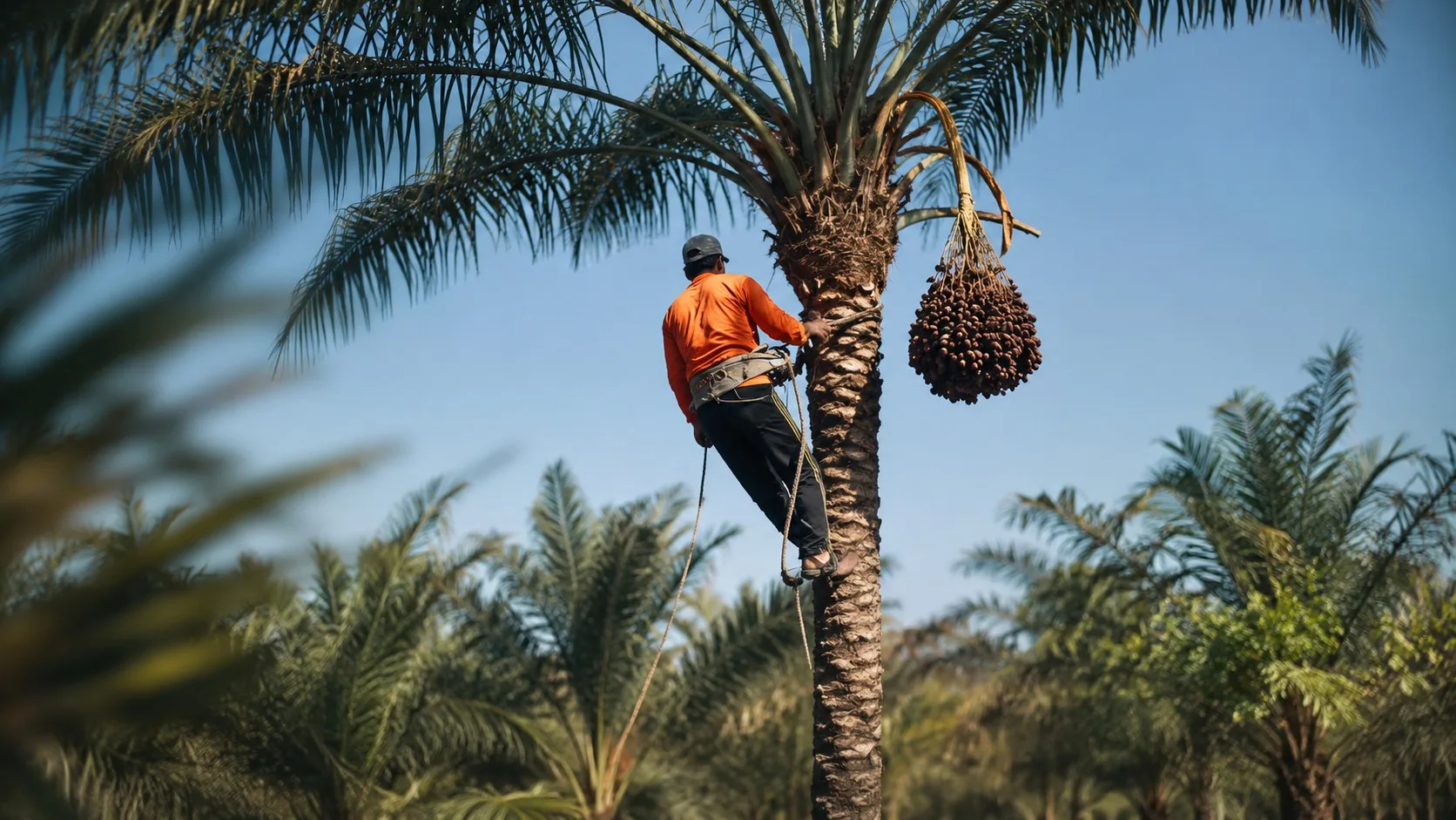 Petani anggota memanen mayang aren untuk produksi gula aren Keling Kumang Agro