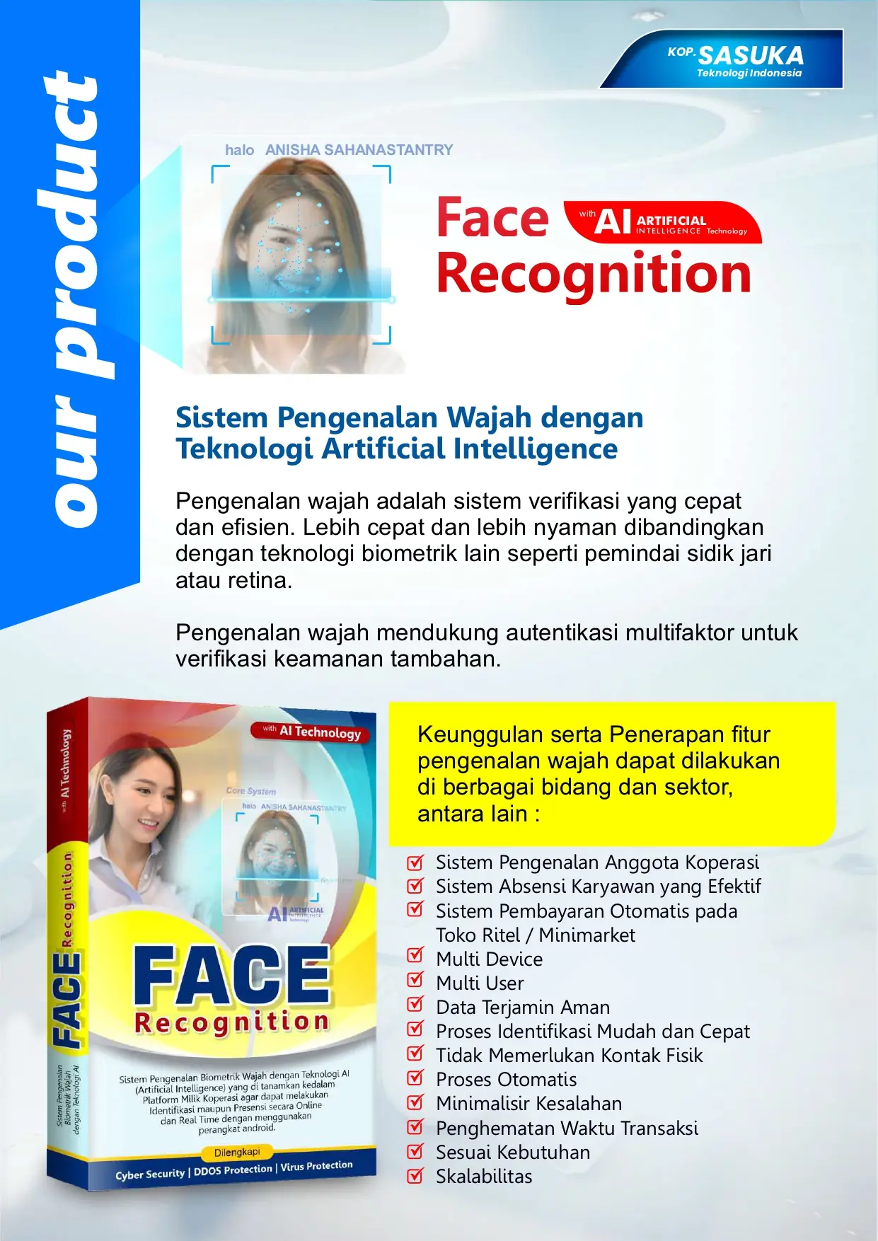Pengenalan Wajah, sistem biometrik wajah berbasis AI Sasuka