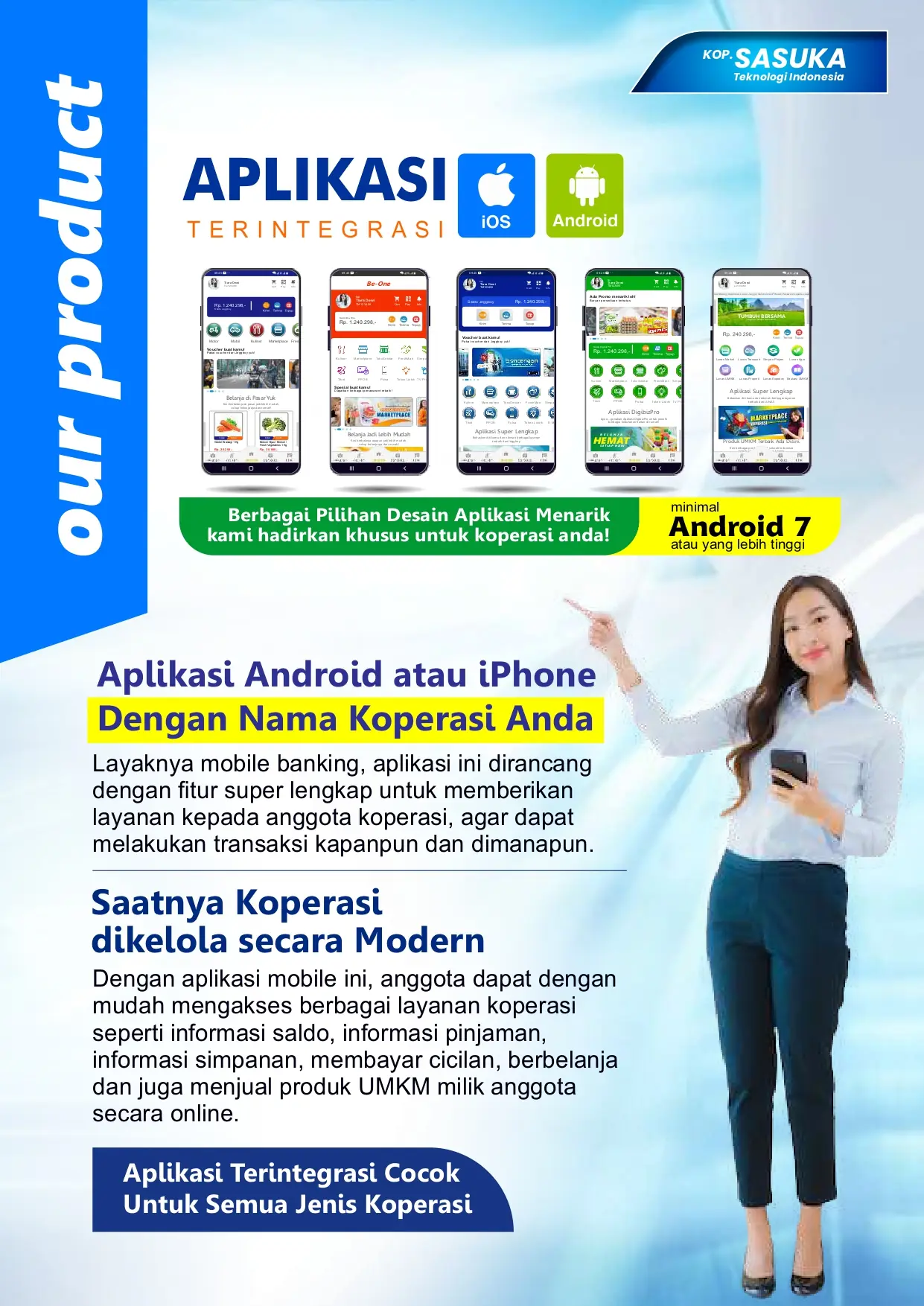 Aplikasi Mobile koperasi Sasuka untuk iOS dan Android